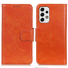 Leather Case Stands Flip Cover Holder N05P for Samsung Galaxy A23 4G Orange