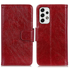 Leather Case Stands Flip Cover Holder N05P for Samsung Galaxy A23 5G Red