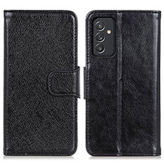 Leather Case Stands Flip Cover Holder N05P for Samsung Galaxy A35 5G Black