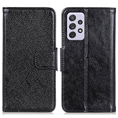 Leather Case Stands Flip Cover Holder N05P for Samsung Galaxy A73 5G Black