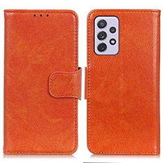 Leather Case Stands Flip Cover Holder N05P for Samsung Galaxy A73 5G Orange