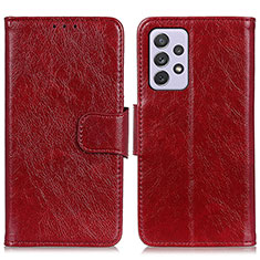 Leather Case Stands Flip Cover Holder N05P for Samsung Galaxy A73 5G Red