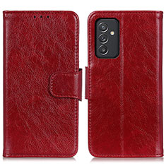 Leather Case Stands Flip Cover Holder N05P for Samsung Galaxy A82 5G Red