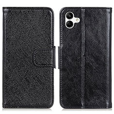 Leather Case Stands Flip Cover Holder N05P for Samsung Galaxy F04 Black