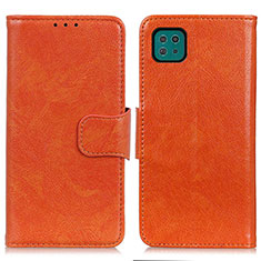 Leather Case Stands Flip Cover Holder N05P for Samsung Galaxy F42 5G Orange