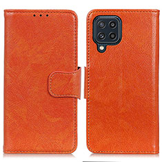 Leather Case Stands Flip Cover Holder N05P for Samsung Galaxy M32 4G Orange