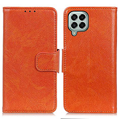 Leather Case Stands Flip Cover Holder N05P for Samsung Galaxy M33 5G Orange