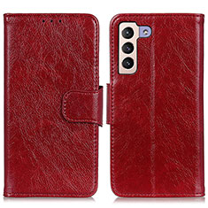 Leather Case Stands Flip Cover Holder N05P for Samsung Galaxy S21 5G Red