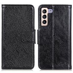 Leather Case Stands Flip Cover Holder N05P for Samsung Galaxy S22 Plus 5G Black