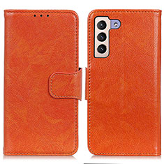 Leather Case Stands Flip Cover Holder N05P for Samsung Galaxy S24 Plus 5G Orange