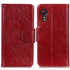 Leather Case Stands Flip Cover Holder N05P for Samsung Galaxy XCover 5 SM-G525F Red