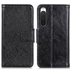 Leather Case Stands Flip Cover Holder N05P for Sony Xperia 10 IV Black