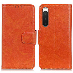 Leather Case Stands Flip Cover Holder N05P for Sony Xperia 10 IV SOG07 Orange