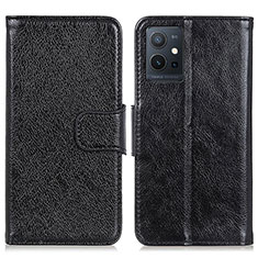 Leather Case Stands Flip Cover Holder N05P for Vivo T1 5G India Black