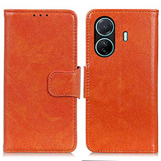 Leather Case Stands Flip Cover Holder N05P for Vivo T1 Pro 5G Orange