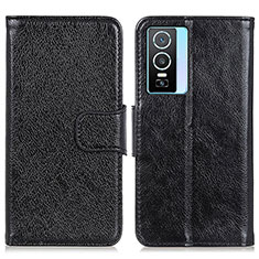 Leather Case Stands Flip Cover Holder N05P for Vivo Y74s 5G Black