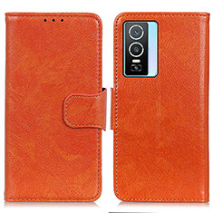 Leather Case Stands Flip Cover Holder N05P for Vivo Y74s 5G Orange