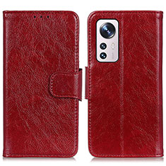 Leather Case Stands Flip Cover Holder N05P for Xiaomi Mi 12S 5G Red