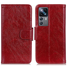 Leather Case Stands Flip Cover Holder N05P for Xiaomi Mi 12T 5G Red