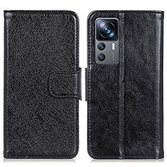 Leather Case Stands Flip Cover Holder N05P for Xiaomi Mi 12T Pro 5G Black
