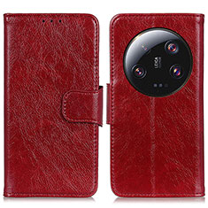 Leather Case Stands Flip Cover Holder N05P for Xiaomi Mi 13 Ultra 5G Red