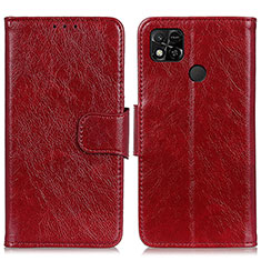 Leather Case Stands Flip Cover Holder N05P for Xiaomi POCO C3 Red