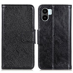 Leather Case Stands Flip Cover Holder N05P for Xiaomi Poco C50 Black