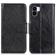 Leather Case Stands Flip Cover Holder N05P for Xiaomi Poco C51 Black