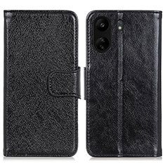 Leather Case Stands Flip Cover Holder N05P for Xiaomi Poco C65 Black