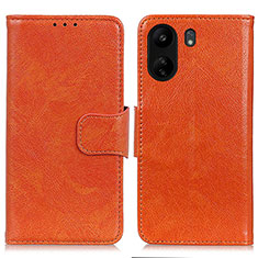 Leather Case Stands Flip Cover Holder N05P for Xiaomi Poco C65 Orange