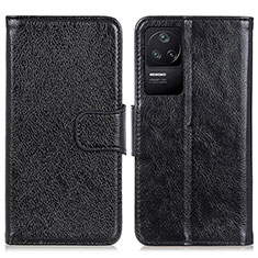 Leather Case Stands Flip Cover Holder N05P for Xiaomi Poco F4 5G Black