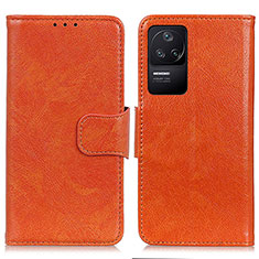 Leather Case Stands Flip Cover Holder N05P for Xiaomi Poco F4 5G Orange