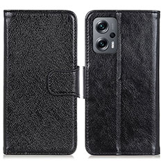 Leather Case Stands Flip Cover Holder N05P for Xiaomi Poco F5 5G Black