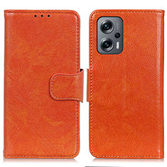 Leather Case Stands Flip Cover Holder N05P for Xiaomi Poco F5 5G Orange