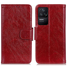 Leather Case Stands Flip Cover Holder N05P for Xiaomi Redmi K40S 5G Red