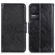 Leather Case Stands Flip Cover Holder N05P for Xiaomi Redmi K50 5G Black