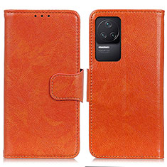 Leather Case Stands Flip Cover Holder N05P for Xiaomi Redmi K50 5G Orange