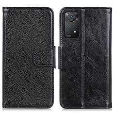 Leather Case Stands Flip Cover Holder N05P for Xiaomi Redmi Note 11 Pro 4G Black