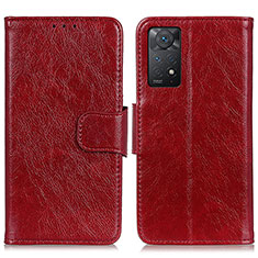 Leather Case Stands Flip Cover Holder N05P for Xiaomi Redmi Note 11 Pro 4G Red