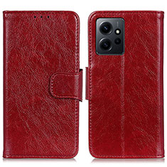 Leather Case Stands Flip Cover Holder N05P for Xiaomi Redmi Note 12 4G Red