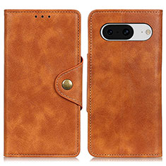 Leather Case Stands Flip Cover Holder N06P for Google Pixel 8 5G Brown