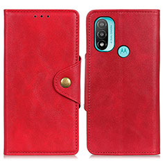 Leather Case Stands Flip Cover Holder N06P for Motorola Moto E30 Red