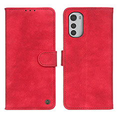 Leather Case Stands Flip Cover Holder N06P for Motorola Moto E32 Red