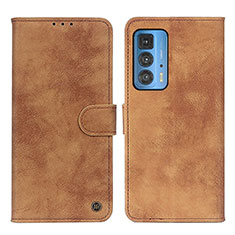 Leather Case Stands Flip Cover Holder N06P for Motorola Moto Edge 20 Pro 5G Brown