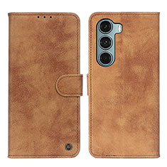 Leather Case Stands Flip Cover Holder N06P for Motorola Moto Edge S30 5G Brown