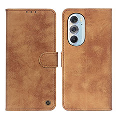 Leather Case Stands Flip Cover Holder N06P for Motorola Moto Edge X30 5G Brown