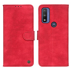 Leather Case Stands Flip Cover Holder N06P for Motorola Moto G Pure Red