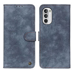 Leather Case Stands Flip Cover Holder N06P for Motorola Moto G71s 5G Blue