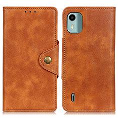 Leather Case Stands Flip Cover Holder N06P for Nokia C12 Brown