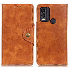 Leather Case Stands Flip Cover Holder N06P for Nokia C22 Brown